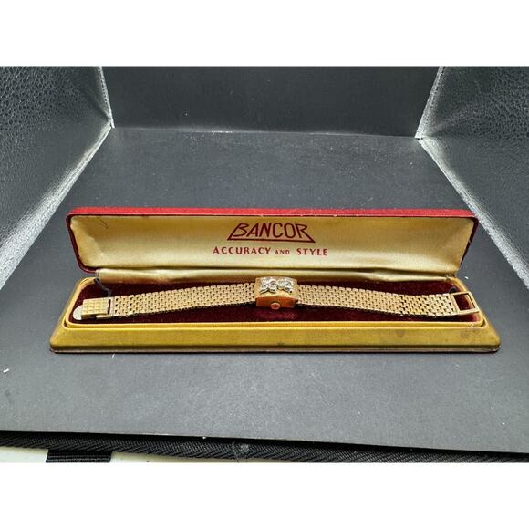 Vtg Bancor Hidden Watch 10K Rolled Gold Plate Back 12K Gold Filled Band w/ Box - Picture 1 of 14